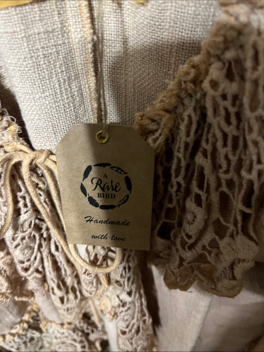Crochet-Trim Beige Women's Cardigan - Picture 3 of 5
